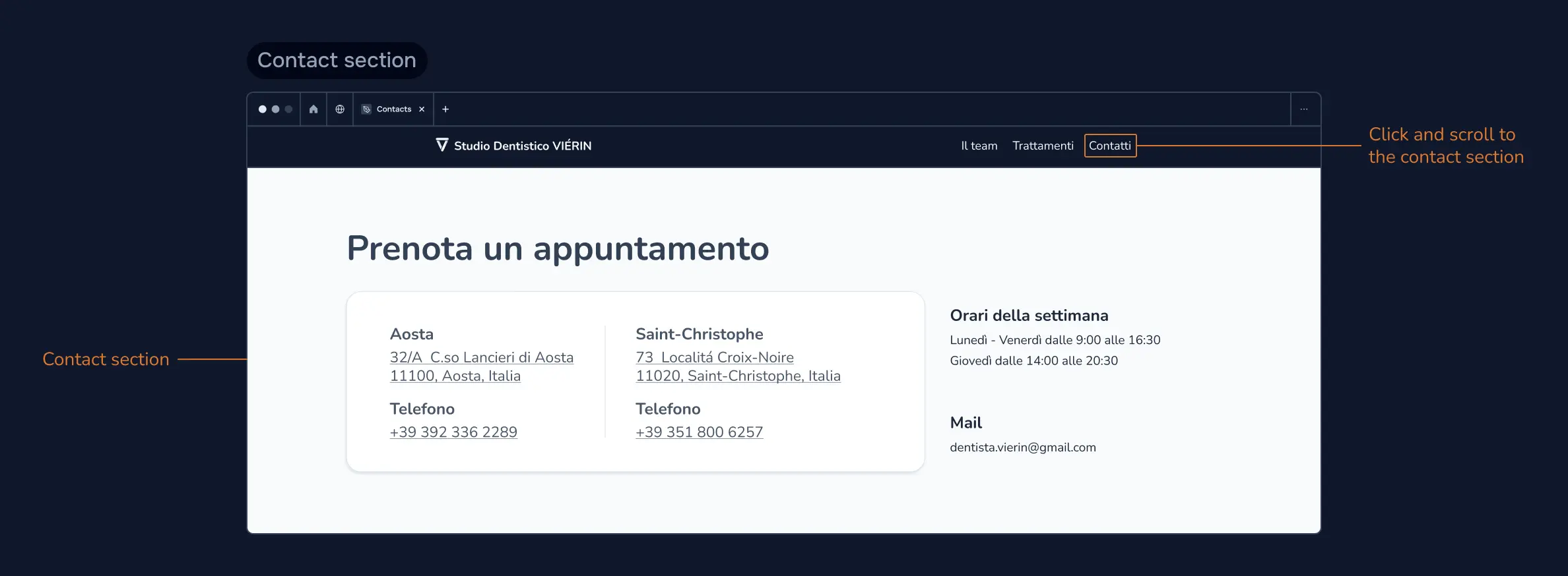 Nav bar quick action links