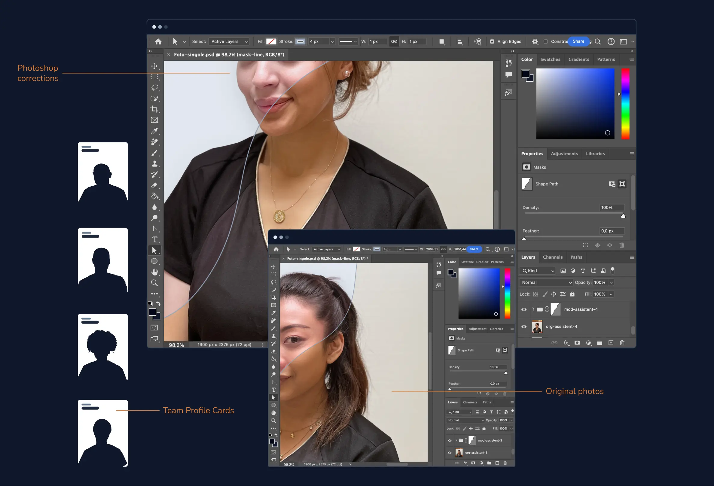 Photoshop application while doing color correction
